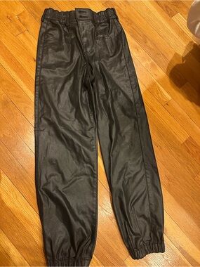 Express Black Leather Joggers